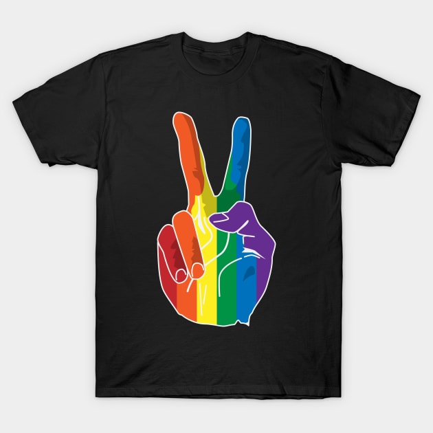 Sign of Peace (Rainbow Hand) T-Shirt by Eldritch Tree